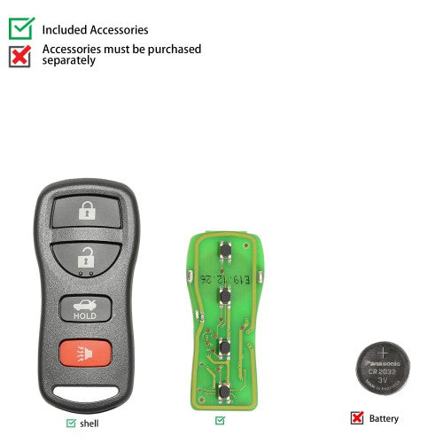 Xhorse XKNI00EN Universal Wired Remote Key 3+1/ 4 Buttons for Nissan Type 5pcs/lot