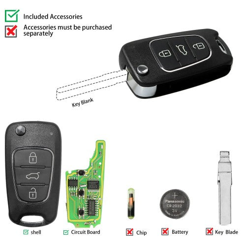 Xhorse XKDS00EN Volkswagen DS Style Wire Remote Key 3 Button 5pcs X002